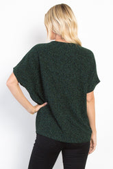 Stylish Shimmering Lurex Knit Top with Ruched Elastic - Comfortable & Chic